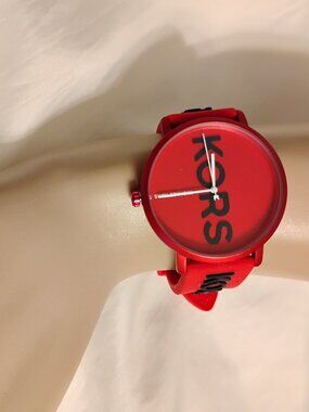Michael Kors Logo Watch With Red Dial